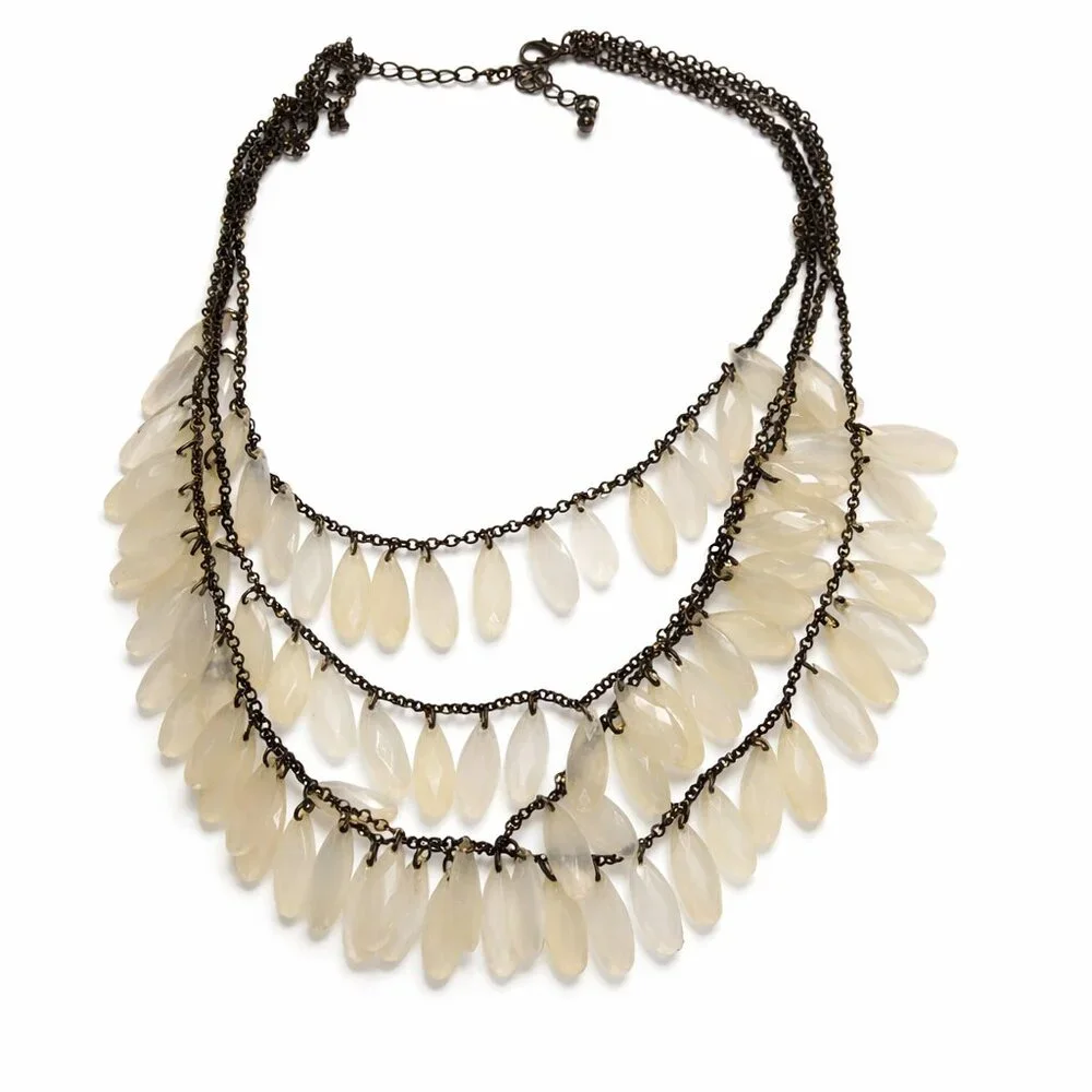 Translucent‎ Lucite Accent Bib Necklace Statement Layered Design
